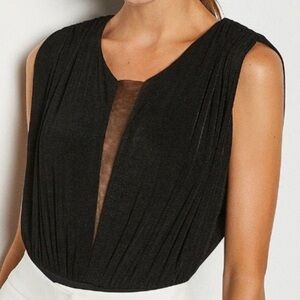 Karen Millen Sleeveless Ruched Jersey Black Bodysuit In US 6 NWOT